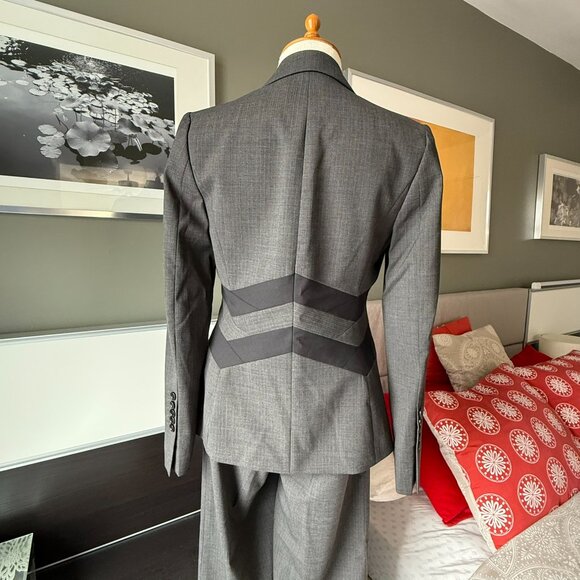 BCBG MaxAzria Gray Black Wool Blend Wide Leg Dress Pants Office US 4     - S2490 - Picture 9 of 10